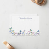 Carte De Correspondance Wildflower Butterfly Personalized Flat Note Card (Devant/Arrière en situation)