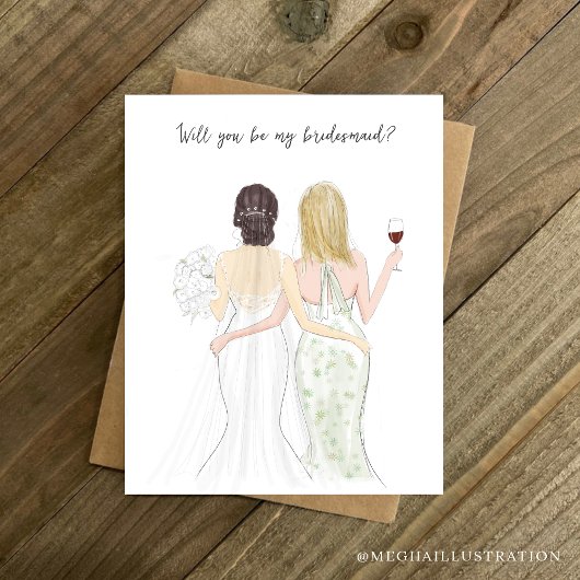 Carte De Correspondance will you be my bridesmaid