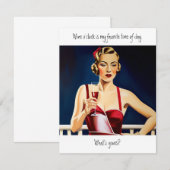 Carte De Correspondance Wine O Horloge citation drôle (Devant / Derrière)