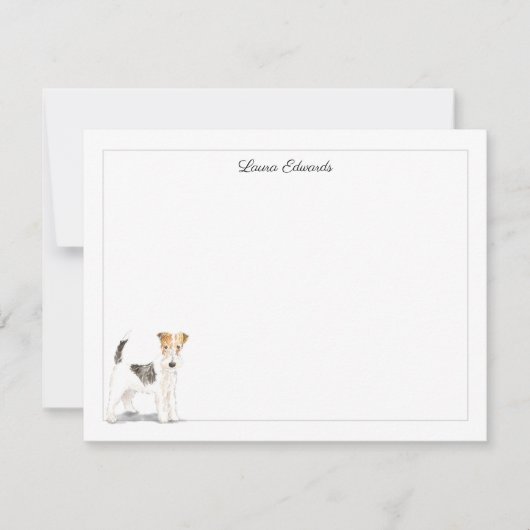 Carte De Correspondance Wire Fox Terrier Gray Border Personalized (Devant)
