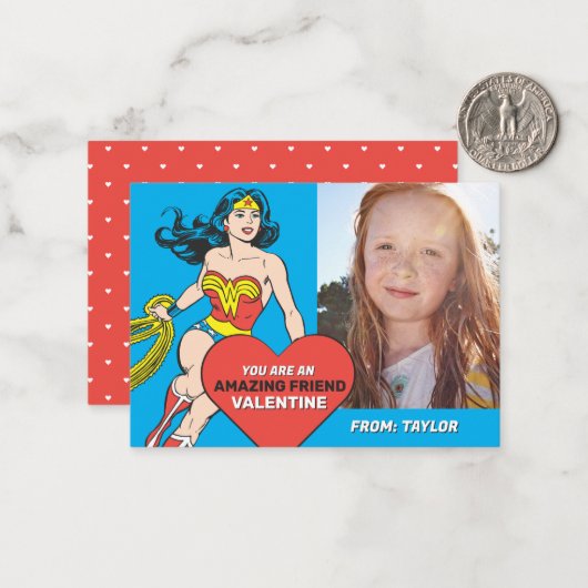 Carte De Correspondance Wonder Woman Super Amie | Saint-Valentin (Devant/Arrière en situation)