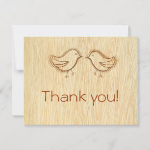 Carte De Correspondance Woodgrain avec Inséparables Croquis Merci Note