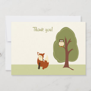 Carte De Correspondance Woodland Fox and Owl Flat Thank You Notes