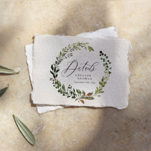 Carte De Correspondance Wreath botanique grange crème rustique détails mar