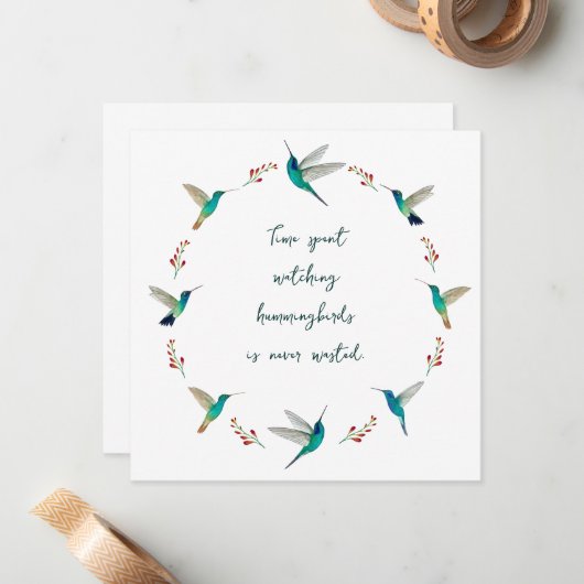 Carte De Correspondance Wreath de colibris (Devant/Arrière en situation)