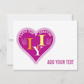 Carte De Correspondance Y2K Vibrant Pink ILY Sign Language Heart Custom