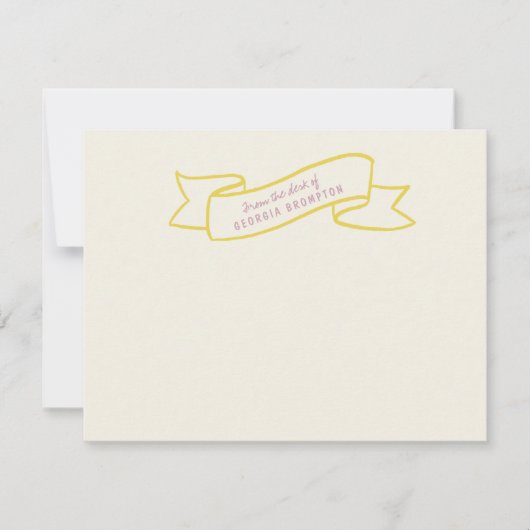 Carte De Correspondance Yellow Banner Violet Purple Personalized Name (Devant)