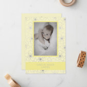 Carte De Correspondance Yellow Wildflowers Silver Photo Naming Ceremony (Devant/Arrière en situation)