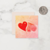 Carte De Correspondance Yin Yang Coeurs - Rose Orange Rouge - Note (Devant/Arrière en situation)