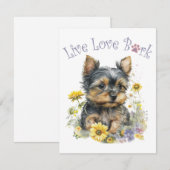 Carte De Correspondance Yorkie Chien Maman Florale (Devant / Derrière)