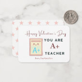 Carte De Correspondance You Are an A+ Teacher Valentine Card (Devant/Arrière en situation)