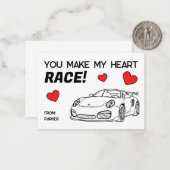 Carte De Correspondance You Make My Heart Race Kids Valentine's (Devant/Arrière en situation)