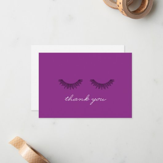 Carte De Correspondance Younique Merci note Purple Eyelashes (Devant/Arrière en situation)