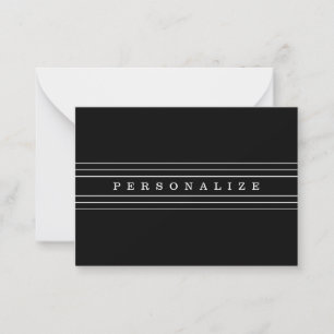 Carte De Correspondance Your Custom Text & Modern Stripes   Black & White