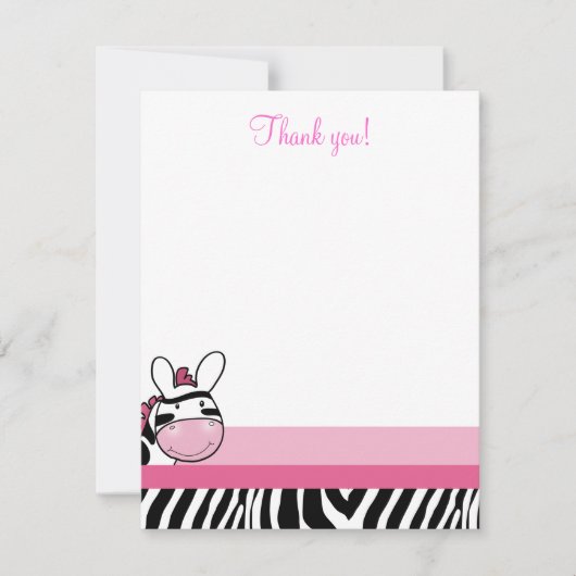 Carte De Correspondance Zebra Diva Baby Pink 4x5 Appartement Merci note (Devant)