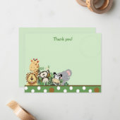 Carte De Correspondance ZOO CREW avec éléphant plat Merci note (Devant/Arrière en situation)