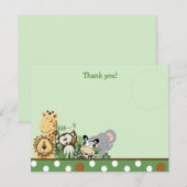 Carte De Correspondance ZOO CREW avec éléphant plat Merci note (Devant / Derrière)