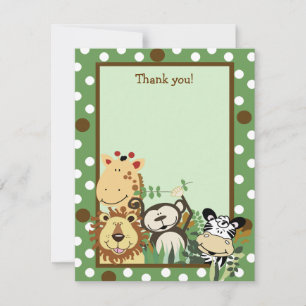 Carte De Correspondance ZOO CREW GREEN Animaux Plat Merci note