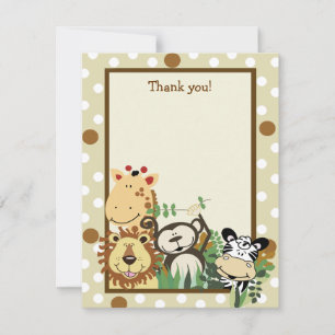 Carte De Correspondance ZOO CREW Tan Animaux Plat Merci note