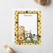 Carte De Correspondance ZOO CREW Yellow Animaux Plat Merci note (Devant/Arrière en situation)