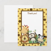 Carte De Correspondance ZOO CREW Yellow Animaux Plat Merci note (Devant / Derrière)