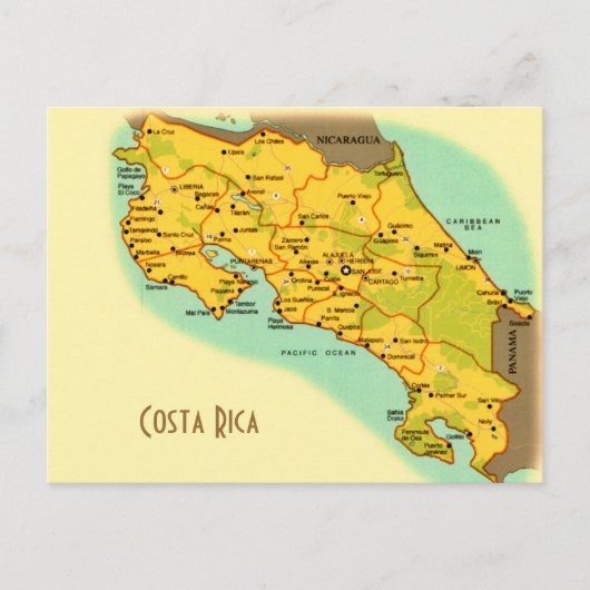 Carte de Costa Rica Carte postale (Devant)