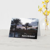 Carte de coucher de soleil anniversaire (Fleur jaune)