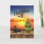 Carte de coucher de soleil de Noël Doberman (Devant)