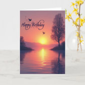 Carte de coucher de soleil doré paisible (Fleur jaune)