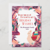 Carte de couleur d'eau tropicale des voeux de Noël (Devant)