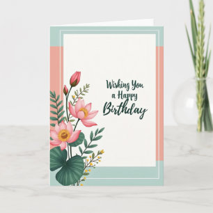 Carte de couleur florale pour anniversaire doux