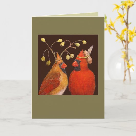 Carte de couple cardinal (Fleur jaune)