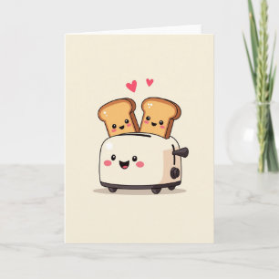 Carte de couple d'amour de grille-pain mignon