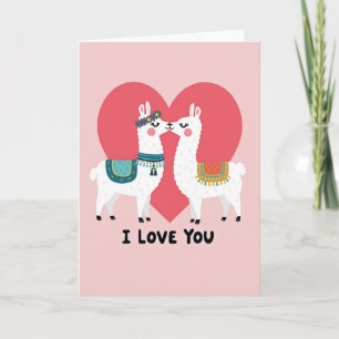 Carte de couple d'amour de lama