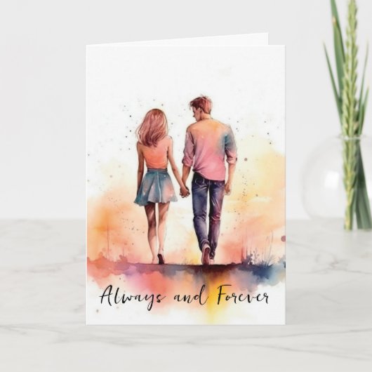 Carte de couple pour anniversaire de Saint-Valenti (Devant)