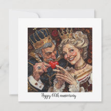 Carte de couple Roi et Reine de Coeur pour 60e ann
