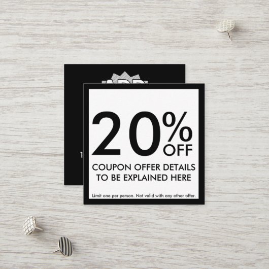 carte de coupon carré (Devant/Arrière en situation)