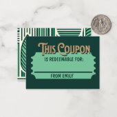 Carte de coupon de billet échangeable personnalisé (Devant/Arrière en situation)