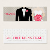 Carte de coupon de boisson gratuite du mariage mar (Devant & derrière)