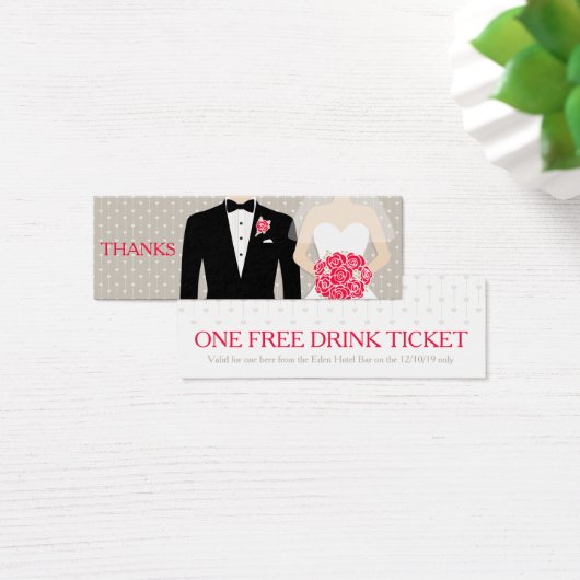 Carte de coupon de boisson gratuite du mariage mar (Bureau)