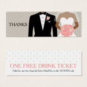 Carte de coupon de boisson gratuite du mariage mar (Devant & derrière)