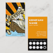 carte de coupon de tatouage de bateau pirate (Devant / Derrière)