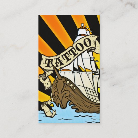 carte de coupon de tatouage de bateau pirate (Devant)
