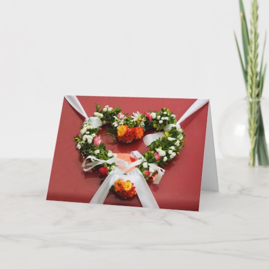 Carte de couronne de coeur de fleurs (Devant)