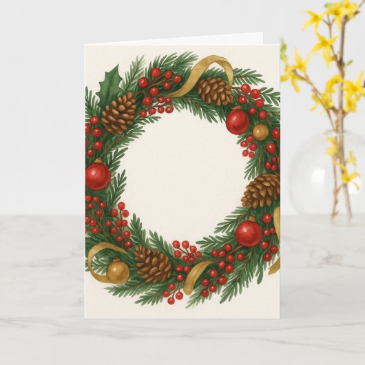 Carte de couronne de Noël (Fleur jaune)