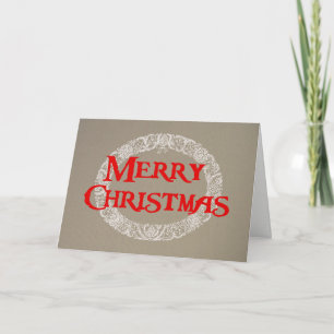 Carte de couronne de Noël blanc et rouge sur Burla