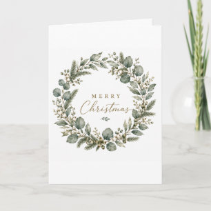 Carte de couronne de Noël élégante botanique eucal
