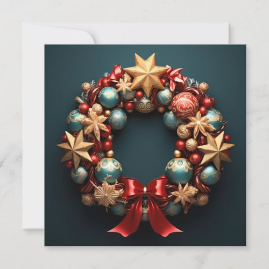 Carte de couronne de Noël Joyeux 3D (Devant)