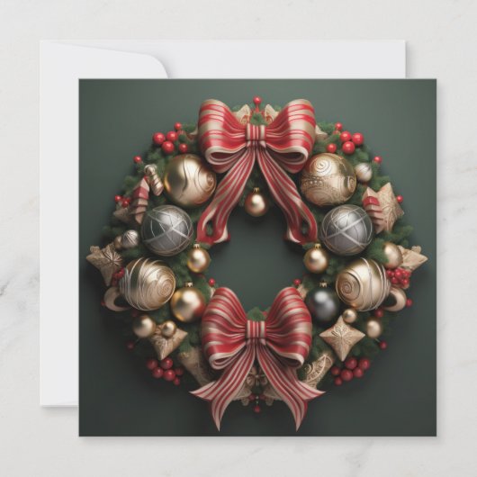 Carte de couronne de Noël Joyeux 3D (Devant)