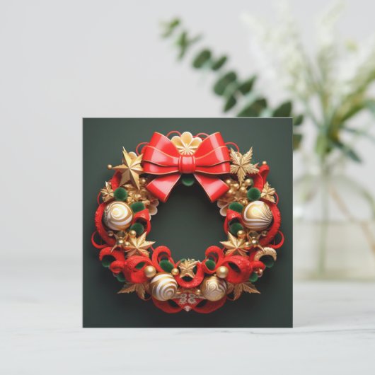 Carte de couronne de Noël Joyeux 3D (Debout devant)